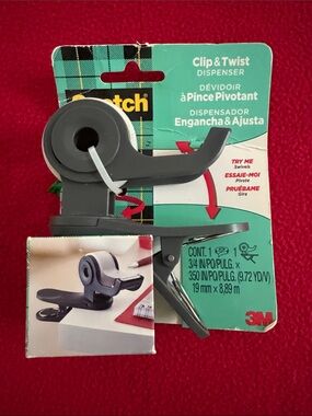 New Scotch Clip & Twist Tape Dispenser with Tape Included